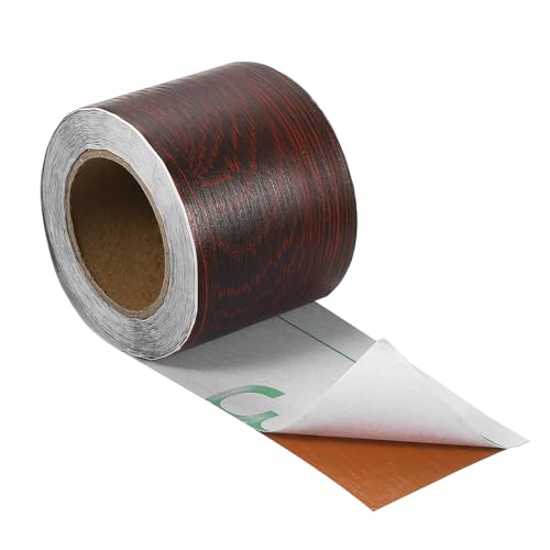 Image of uxcell Wood Grain Tape, 2 inch x33 Ft Self Adhesive Wood Grain Repair Patch for Baseboards, Doors, Floor Repair, Furniture Home Decor Rose Wood
