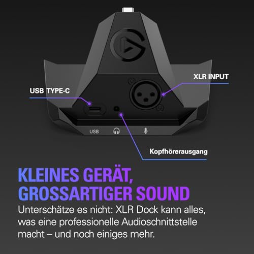 Elgato XLR Dock – Für Stream Deck +, XLR-auf-USB-Mikrofonschnittstelle, anpassbarer Audiomixer, 75 dB Verstärkung/Phantomspeisung/Clipguard – Mac/PC, Stream Deck nicht im Lieferumfang enthalten