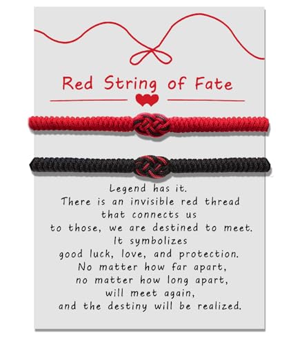 Matching Bracelets for Couples,Red String of Fate Long Distance Relationship Gift Ideas for Girlfriend Her,Him Boyfriend