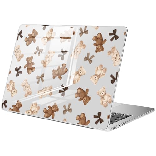 Coque Mac Air 15 A3114 transparente ours et fleur pour MacBook Air 15,3" M5 M4 M3 M2