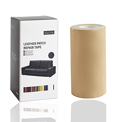 Image of Leather Repair Tape Self Adhesive Patch kit Retro Ivory Beige 4x60 inch Heavy Duty for Couch, Sofa, Car Seat,Handbag,Furniture,Drivers Seat, Jacket,Computer Chair, First Aid Vinyl Repair kit