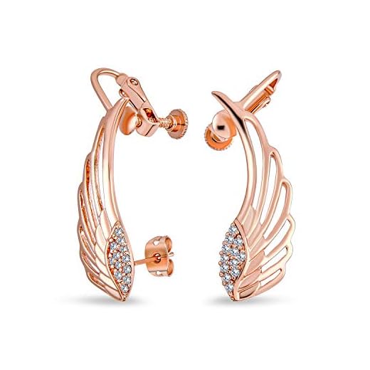 Angel Wing Feather Earrings, Rose Gold