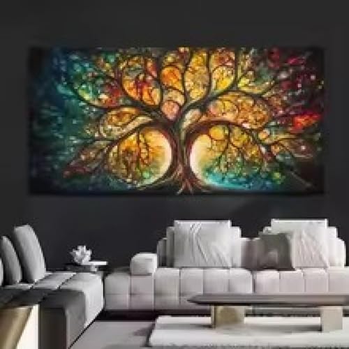 Peinture sur toile représentant un arbre de vie œuvre d'art fine 20x40