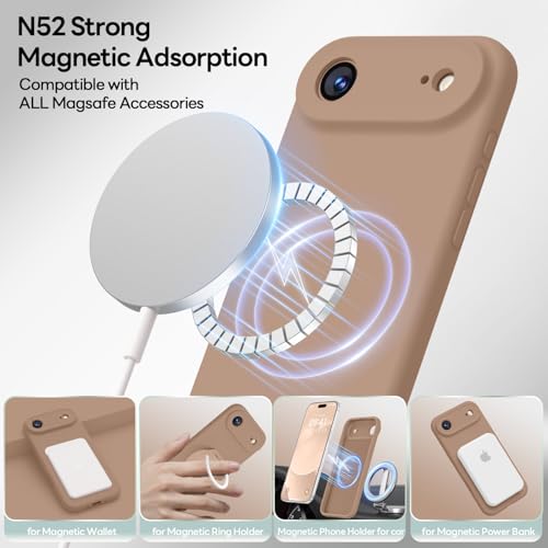 Image of LOVE 3000 Designed for iPhone Air Case, Premium Silicone [Compatible with Magsafe][Soft Anti-Scratch Microfiber Lining] Shockproof Protective Phone Case for Men Women 6.5 inch, Light Brown