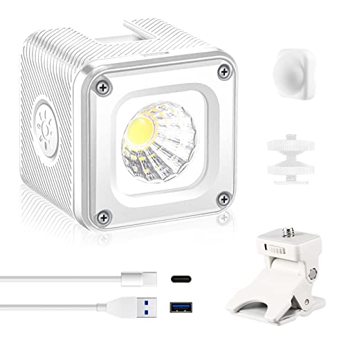 Aiffoto LED Camera Video Light Kit, 800mAh Mini Cube Lights Portable Photography Conference Fill Lighting, with Cold Shoe Mount Clamp Mount and Diffuser (white)