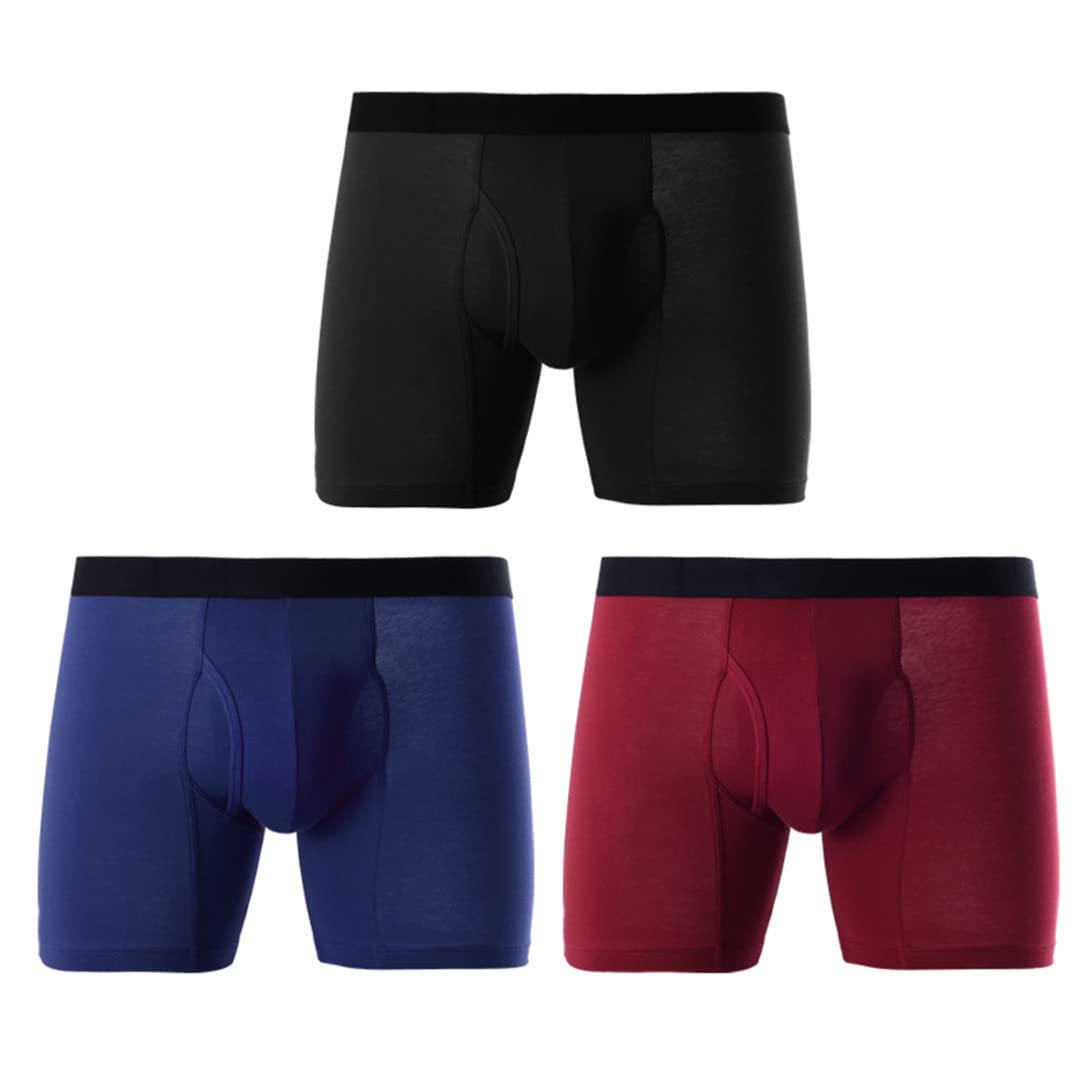 Intimo Uomo Lungo Boxer Cotone Uomo Pantaloncini Boxers Underpaint Maschio 3 Pz/lotto, nero, blu, bianco., S