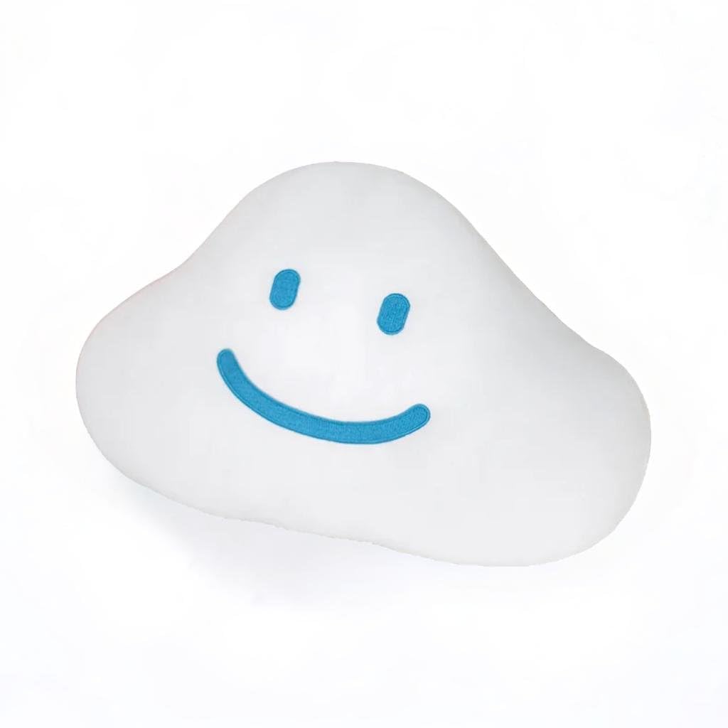 Soft Plush Cloud Smile Pillow 20 x 14 in - Ultimate Comfort, Adorable Cloud Shape with a Smiling face, Perfect for Any Cozy Setting.