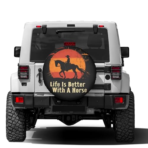 Image of Delerain Horse Lovers Spare Tire Covers for RV Trailer SUV Truck and Many Vehicle, Wheel Covers Sun Protector Waterproof, (14 Inch for Diameter 23 inch-27 inch)