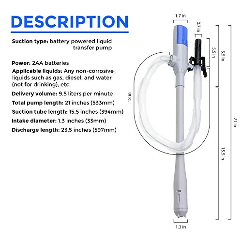 TERA PUMP TRHA03 Battery Powered Water, Diesel, Gas Transfer Pump with