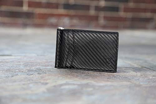 bryker hyde rfid blocking slim minimalist id outside front pocket wallet money clip 9 slots leather black carbon fiber