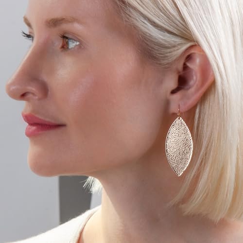 Boho Leaf Dangle Earrings for Women - Gold or Silver Tone Dangly Filigree Earrings - Lightweight Statement Earrings2