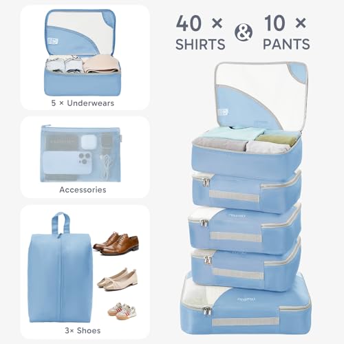 Image of OlarHike 10 Set Packing Cubes for Travel,Gifts for Women Mom,Anti-Tearing Suitcase Organizer,with Over 1000 pcs Mesh Holes,Vacation Essentials & Accessories for Cruise Ship