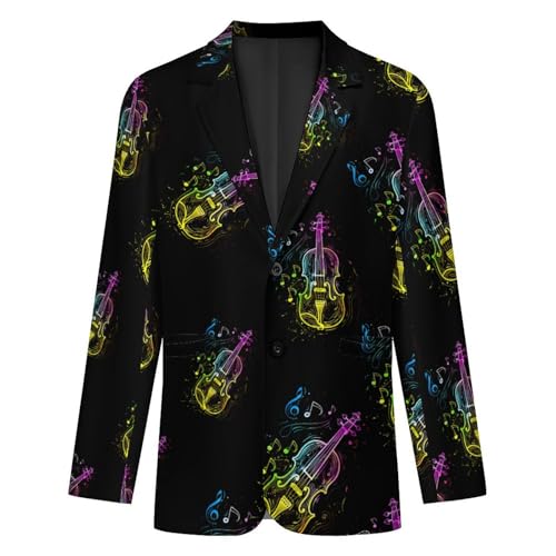 Colorful Violin Music Notes Casual Suits Jackets for Men Two Buttons Business Coat Wedding Dinner Party3
