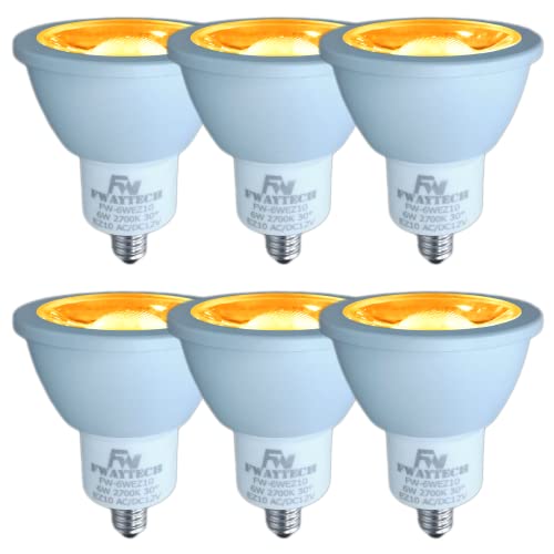 FWAYTECH LEDハロゲン電球 ez10口金 COB6W jr12v50w LEDスポットライト12V ダイクロハロゲンランプ50W～60W相当 密閉器具対応 (電球色相当(2700K), 6W EZ10口金 30度(6個))
