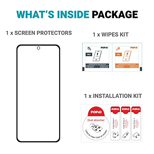 Image of POPIO Military-Grade Gorilla Tempered Glass For Samsung Galaxy M55 / F55 / M51 / M62 / F62 / A71 / Note 10 Lite / S10 Lite (Black) Pack of 1