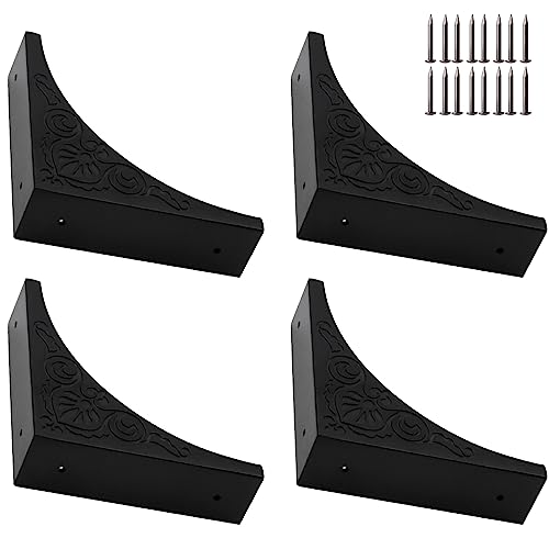 Image of Pack of 4 2.56 inch Antique Metal Corner Protectors Corner Guard Decorative Desk Box Corner Protector Desk Case Edge Cover Guard Furniture Corner (Black Printing)