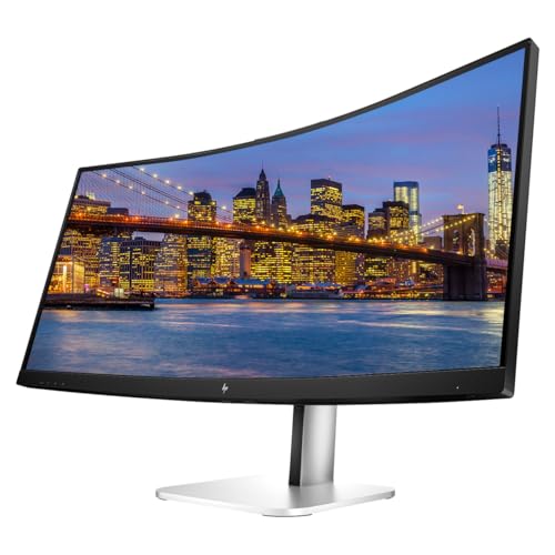 Image of HP Series 5 Pro 34-inch 534pm Curved 2K WQHD Conferencing Monitor 2-Pack Bundled with Desk Mount Stand, USB-C Multiport G5 Dock, MK540 Wireless Keyboard & Mouse, Gel Mouse & Wrist Pad