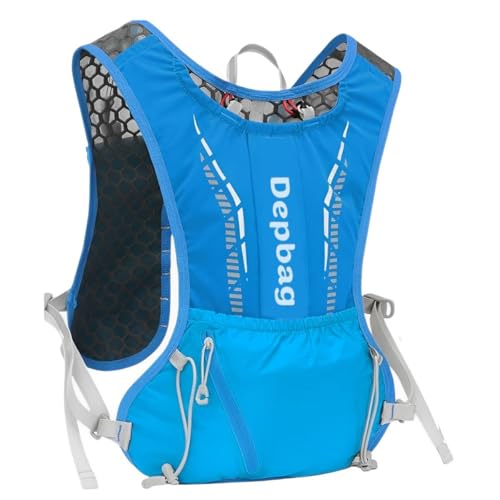 Mochila Ciclista Hidratação Corrida Trilha Running Impermeável Colete Apito Alça Ajustável (Azul)