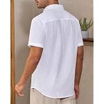 Leinenhemd Herren Kurzarm Hemd Sommer Freizeithemden Herren Casual Beach Shirts Regular Fit Männer Leinenhemd Button Down Basic Men Shirts mit Brusttasche – Bild 3