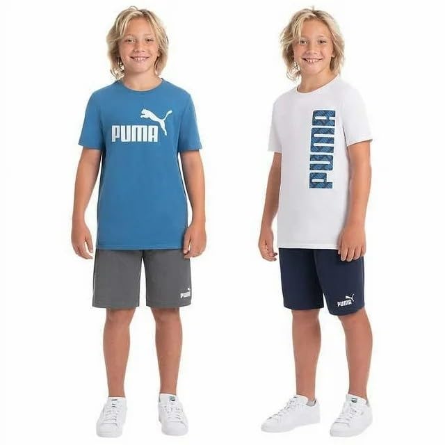 PUMA Boys' Athletic T-Shirt and Shorts 4-Piece Set