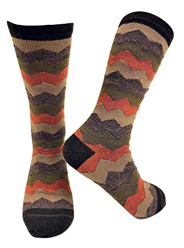 Alpaca Wool Designer Novelty Crew socks are Cozy, Warm & Colorful - Mountain Stripe