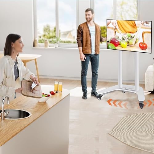 Soporte móvil para TV de piso con ruedas y rotación 360° miniatura 1