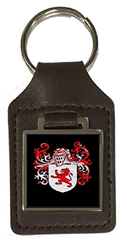 Porte-clés en cuir Dundas gravé avec blason de famille traditionnel