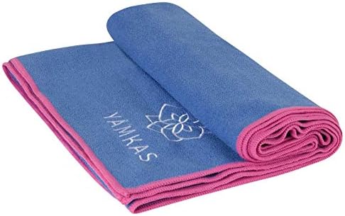 Yamkas Yoga Mat Towel Microfibre โข 183 x 61 cm โข Non Slip โข Quick Dry โข Super Absorbent โข Lightweight โข Microfiber Mat Towels Ideal for Pilate โข Travel โข Bikram โข Hot Yoga
