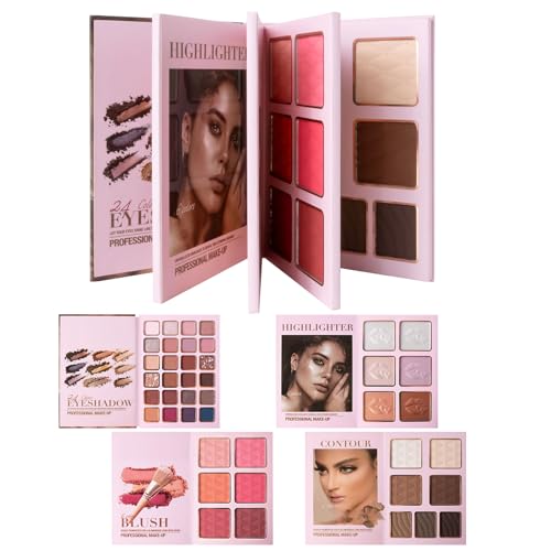 Paleta de maquillaje, sombra de ojos resistente al agua, paleta de colorete, para fiestas, viajes, vacaciones, citas, bodas, sesiones de fotos, eventos de trabajo, mujeres, novias