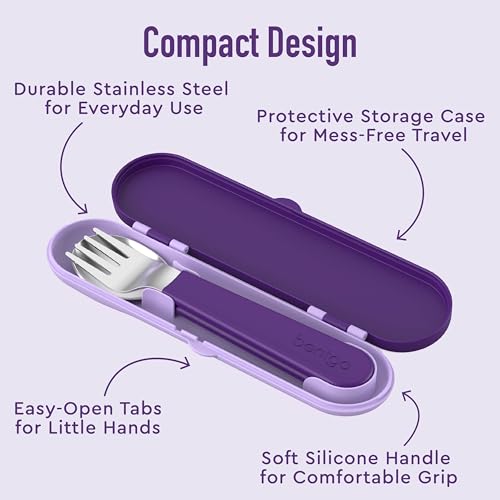 Image of BentgoA‚ Kids Stainless Steel Utensil Set - Reusable Fork, Spoon & Storage Case - High-Grade BPA-Free Stainless Steel, Easy-Grip Handles, Dishwasher Safe for School Lunch, Travel & Outdoors (Unicorn)
