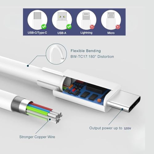 Image of KUZOOM 120W Fast Charging USB To Type C Cable For Vivo V30 /V29 /V28 /V27 /V25 /V23 /V21 /iQOO Neo 9 Pro /12 /7 Pro /Z7 /Z6 /11 Series 3.3 Ft, White