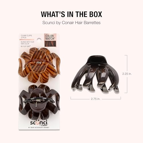 Scunci by Conair jaw claw clips - hair accessories for women - claw clips for thick hair - claw clip - Black & Tortoise- 2 Count - image 7