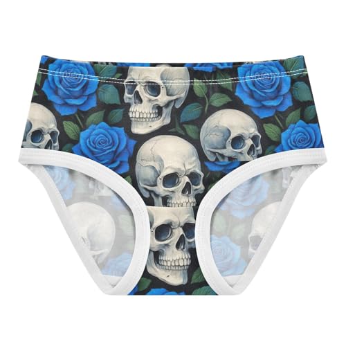Joisal Cool White Skulls Blue Roses Girls Underwear Toddler 2t Cotton Panties Little Girl Aesthetic Briefs Undies Kids
