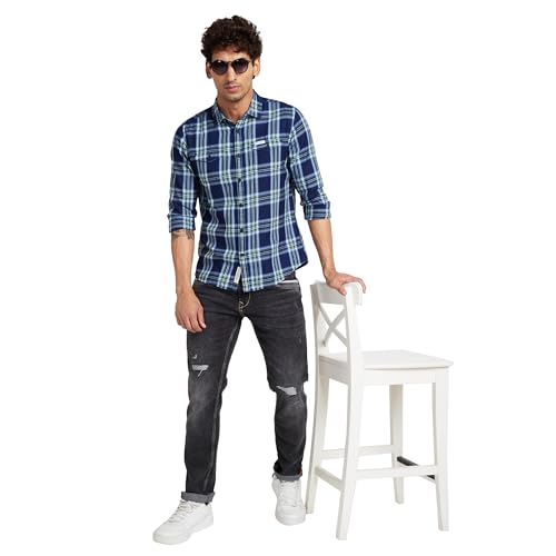 Image of Being Human Brown Slim Fit Regular Collar Men's Shirt Clothing