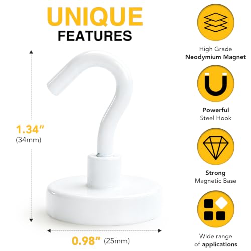 Image of DIYMAG Magnetic Hooks 20pcs 85lbs Cruise Essentials 2026 Magnet Hook White