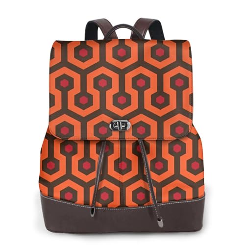 TREJUKY Overlook Hotel Carpet Backpack Purse for Women Leather Fashion Cute Small Backpacks Lightweight Casual Travel Hiking Ladies Laptop Rucksack Daypacks Shoulder Bag