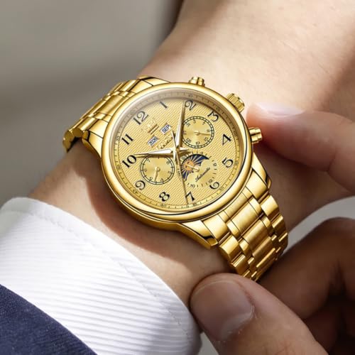Image of OLEVS Automatic Watches for Men Luxury Skeleton Multi-Function Mechanical Watch Self Winding Date Waterproof Luminous Mens Watch