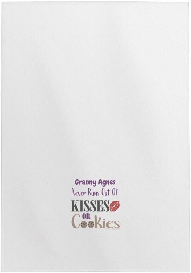 Personalized Gifts for Women Custom Name Never Runs Out of Kisses Or Cookies 2 Pack Personalized Kitchen Tea Towels White