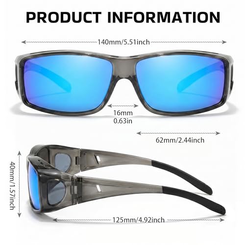Image of SIPHEW Mirrored Sunglasses Polarized Fit Over Glasses for Men&Women | Wrap Around Sun Glasses,UV400 Protection,Lightweight & Comfortable,Driving,Outdoors