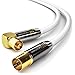Produktbild deleyCON 7,5m TV Antennenkabel Koaxialkabel - 1x TV-Stecker 90° Gewinkelt zu TV-Buchse Gerade - TV HDTV Radio DVB-T2 Full HD Metallstecker - Weiß