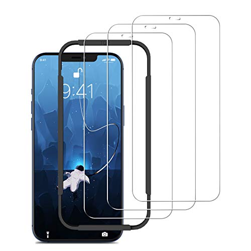 omitium Volledige Screenprotector voor iPhone 12 Pro Max (6,7"), [3 stuks] beschermfolie iPhone 12 Pro Max Pantserglasfolie [met Positionering Hulp] 9H gehard glas beschermfolie iPhone 12 Pro Max