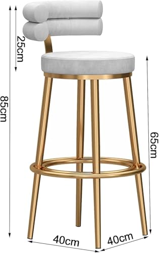 Tabourets de bar confortables avec dossier et repose-pieds dorés XJBTBA - 3
