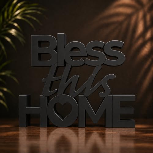 Image of Mad Masters Bless This Home Vastu Desk Decor - Aesthetic Table, Shelf & Wall Showpiece for Home Office, Business. Blessing & Friendly Gifting, Matte Black (20.3 x 16 x 2.5 cm)