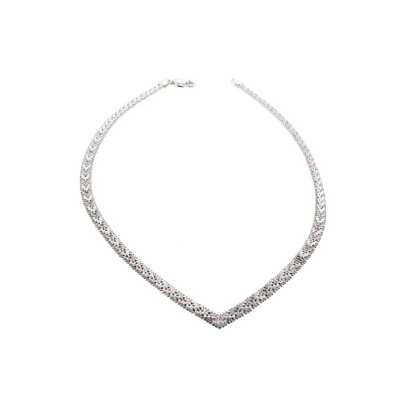 Sterling Silver Italian Riccio V Necklace 5-Row 3/16 inch Wide, 18 inch
