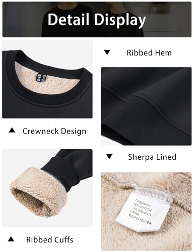 MAGCOMSEN Men's Sherpa Lined Sweatshirts Fleece Pullover Basic Tops Warm Crewneck Winter Sweatshirt3