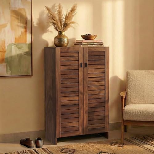 Rakon Tall Single Tone 2 Doors Shoe Rack Cabinet Slipper Footwear...