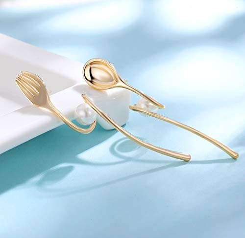 Viennois Gold Tone Dangle Earrings For Women Fork And Spoon Dangling Drop Earring Girls Gift #TOP4