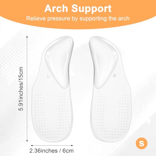 Image of 2 Pairs Arch Support Shoe Inserts Plantar Fasciitis Relief Self-Adhesive Arch Pads Heel Cushion Flats Heel Pain Gel Arch Insoles for Men and Women