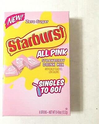Starburst Zero Sugar All Pink Strawberry Singles to Go Drink Mix, 12.2g