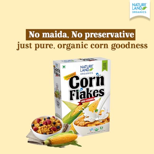 Image of Natureland Organics Corn Flakes Pouch 200 Gm (2 x 200 gm) - Organic Healthy Flakes